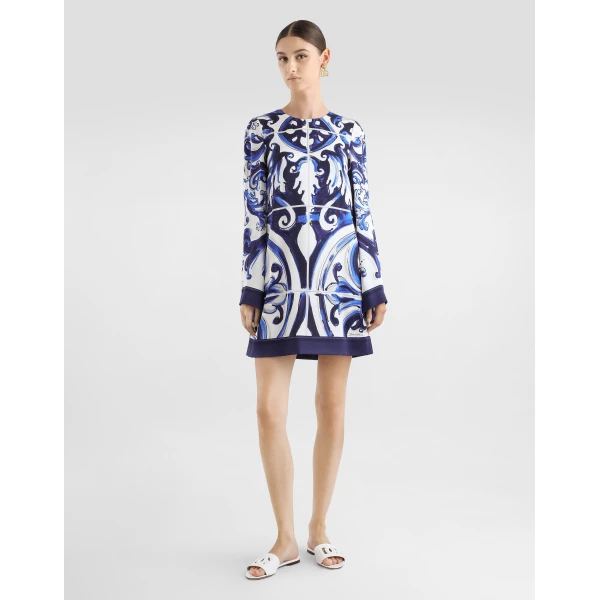Dolce & Gabbana Majolica-print charmeuse dress, view 2