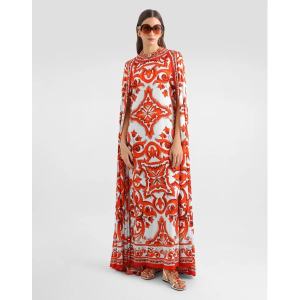 Dolce & Gabbana Majolica-print charmeuse dress, view 2