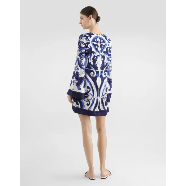 Dolce & Gabbana Majolica-print charmeuse dress, view 3