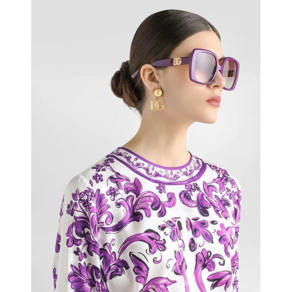 Dolce & Gabbana Majolica-print charmeuse dress, view 4