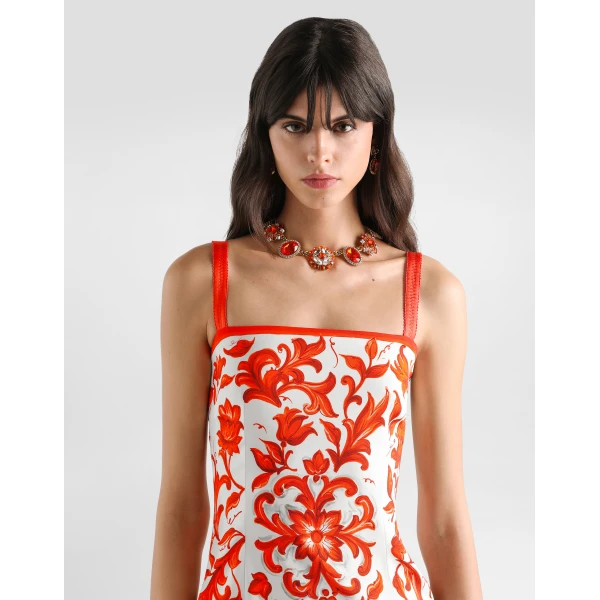 Dolce & Gabbana Majolica-print charmeuse dress, view 4