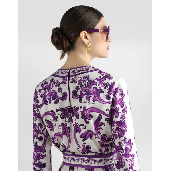 Dolce & Gabbana Majolica-print charmeuse dress, view 5