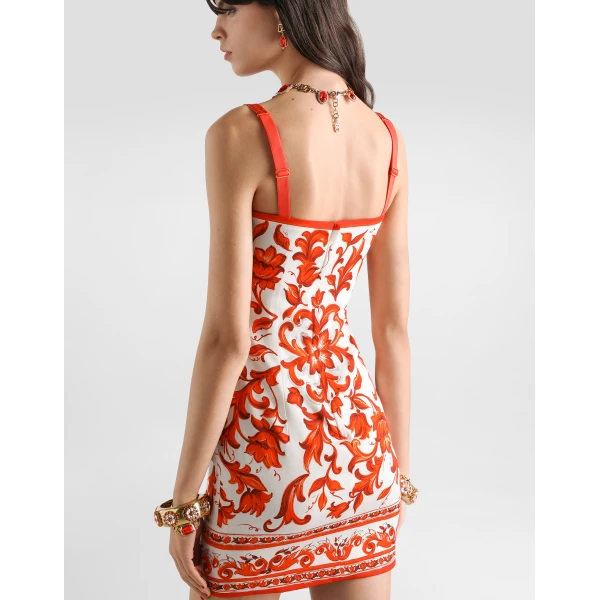 Dolce & Gabbana Majolica-print charmeuse dress, view 5