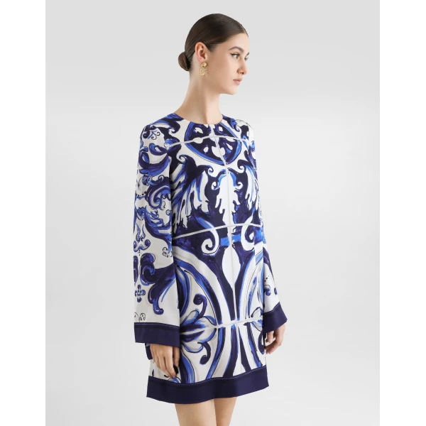 Dolce & Gabbana Majolica-print charmeuse dress, view 5