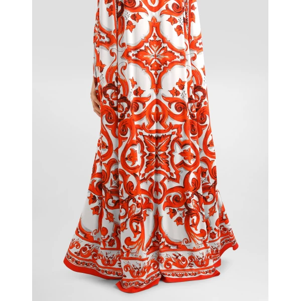 Dolce & Gabbana Majolica-print charmeuse dress, view 5