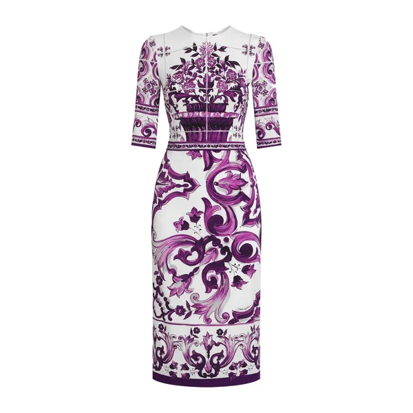 Dolce & Gabbana Majolica-print charmeuse dress