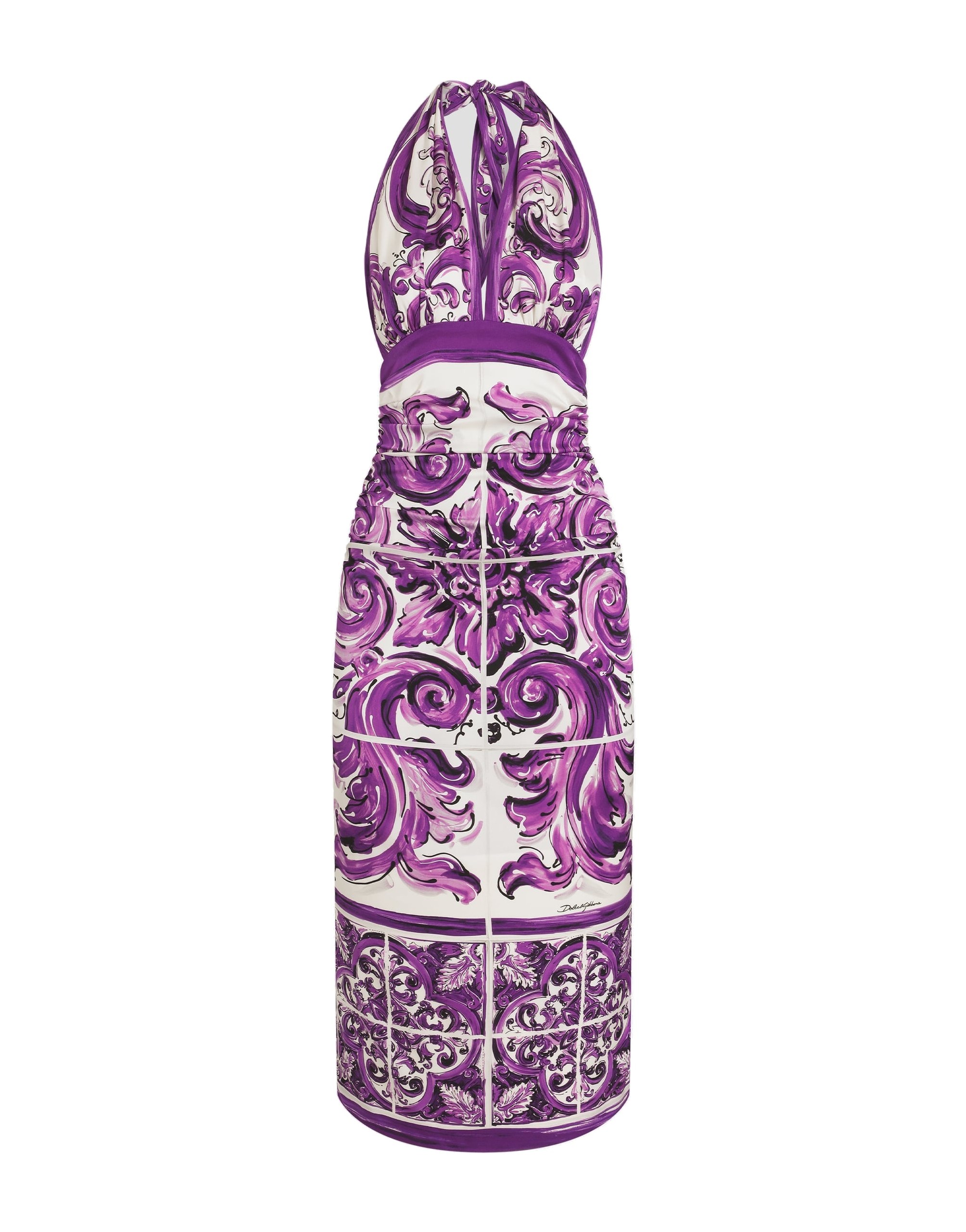 Dolce & Gabbana Majolica-print charmeuse dress