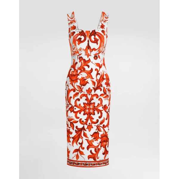 Dolce & Gabbana Majolica-print charmeuse dress