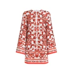 Dolce & Gabbana Majolica-print charmeuse dress with embroidery