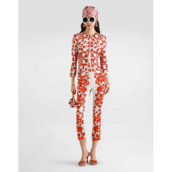 Dolce & Gabbana Majolica-print charmeuse fitted top, view 2