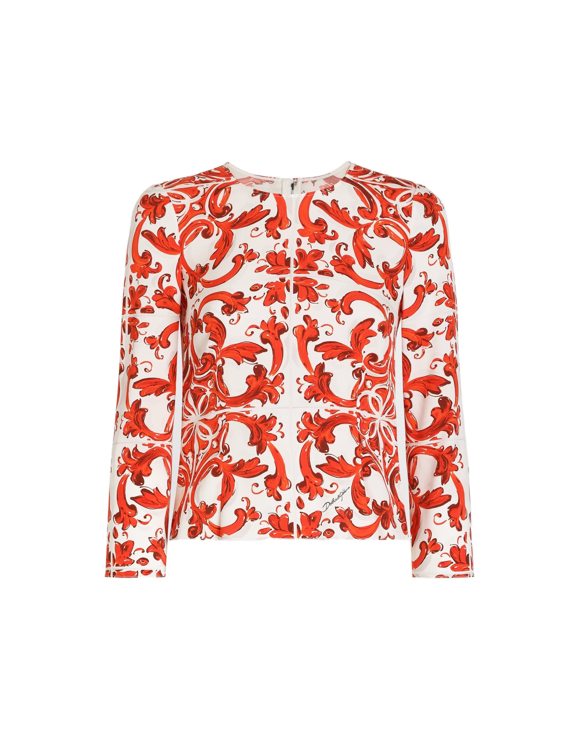Dolce & Gabbana Majolica-print charmeuse fitted top