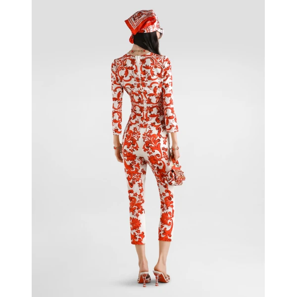 Dolce & Gabbana Majolica-print charmeuse leggings, view 3