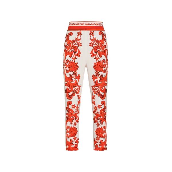 Dolce & Gabbana Majolica-print charmeuse leggings