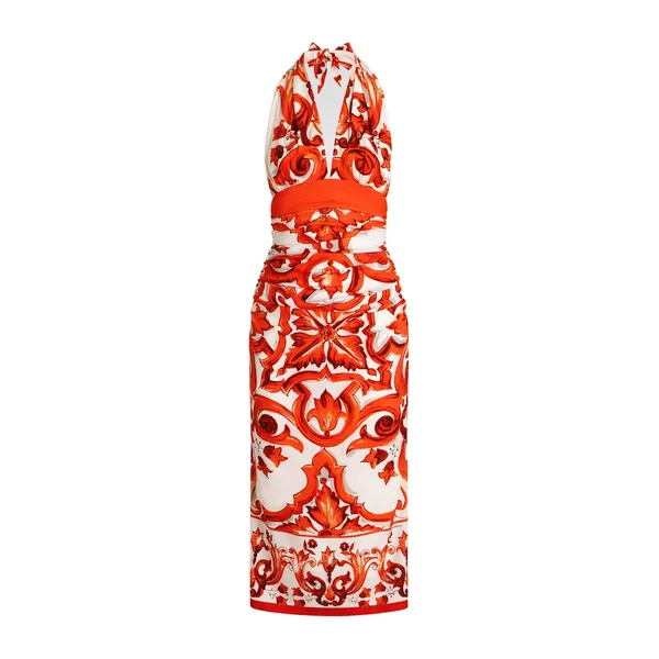 Dolce & Gabbana Majolica-print charmeuse long dress