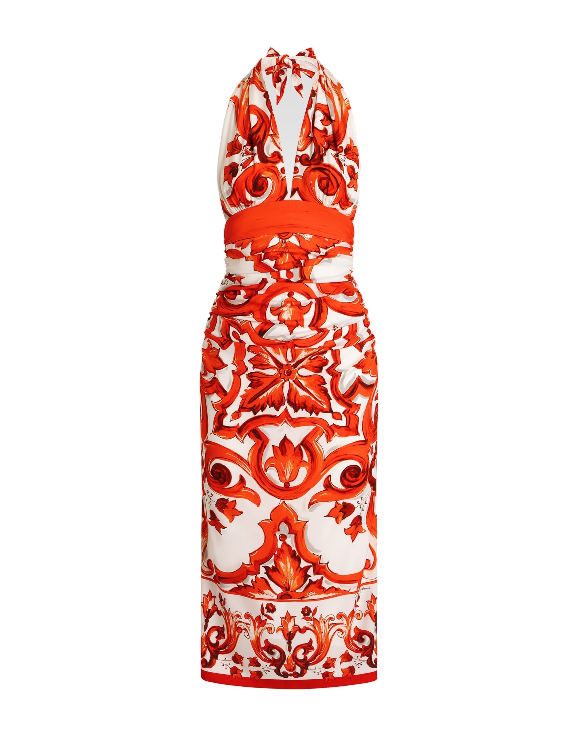 Dolce & Gabbana Majolica-print charmeuse long dress