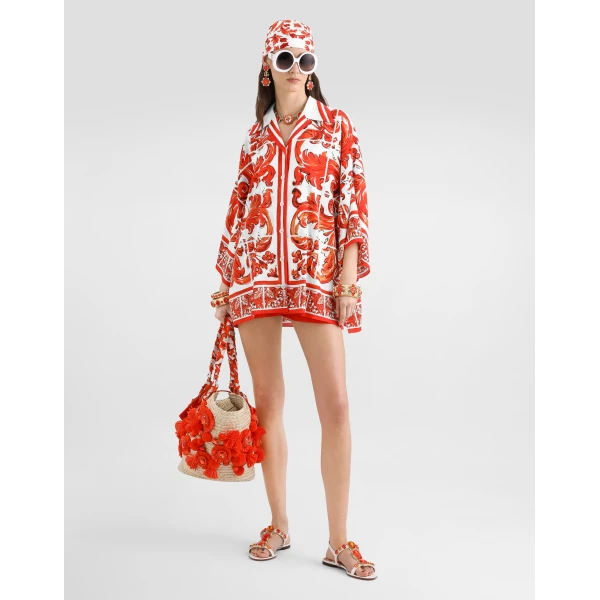 Dolce & Gabbana Majolica-print charmeuse shirt, view 2