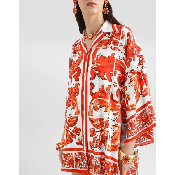 Dolce & Gabbana Majolica-print charmeuse shirt, view 4