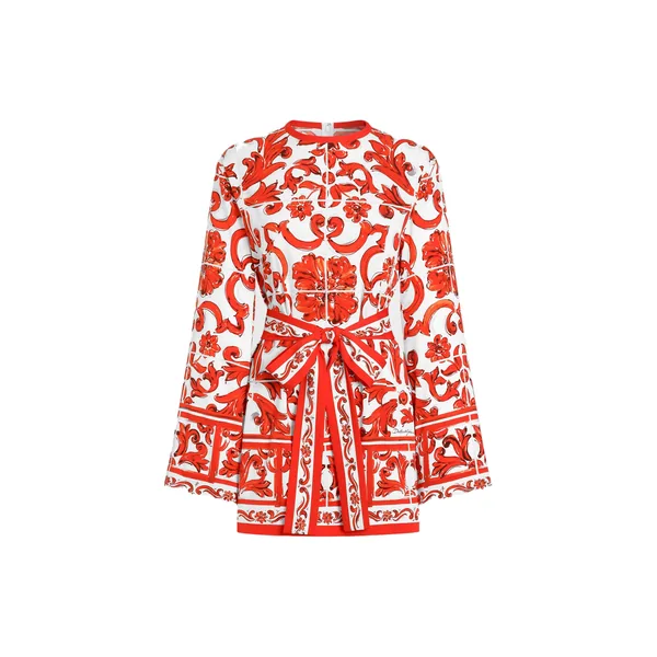 Dolce & Gabbana Majolica-print charmeuse shirt