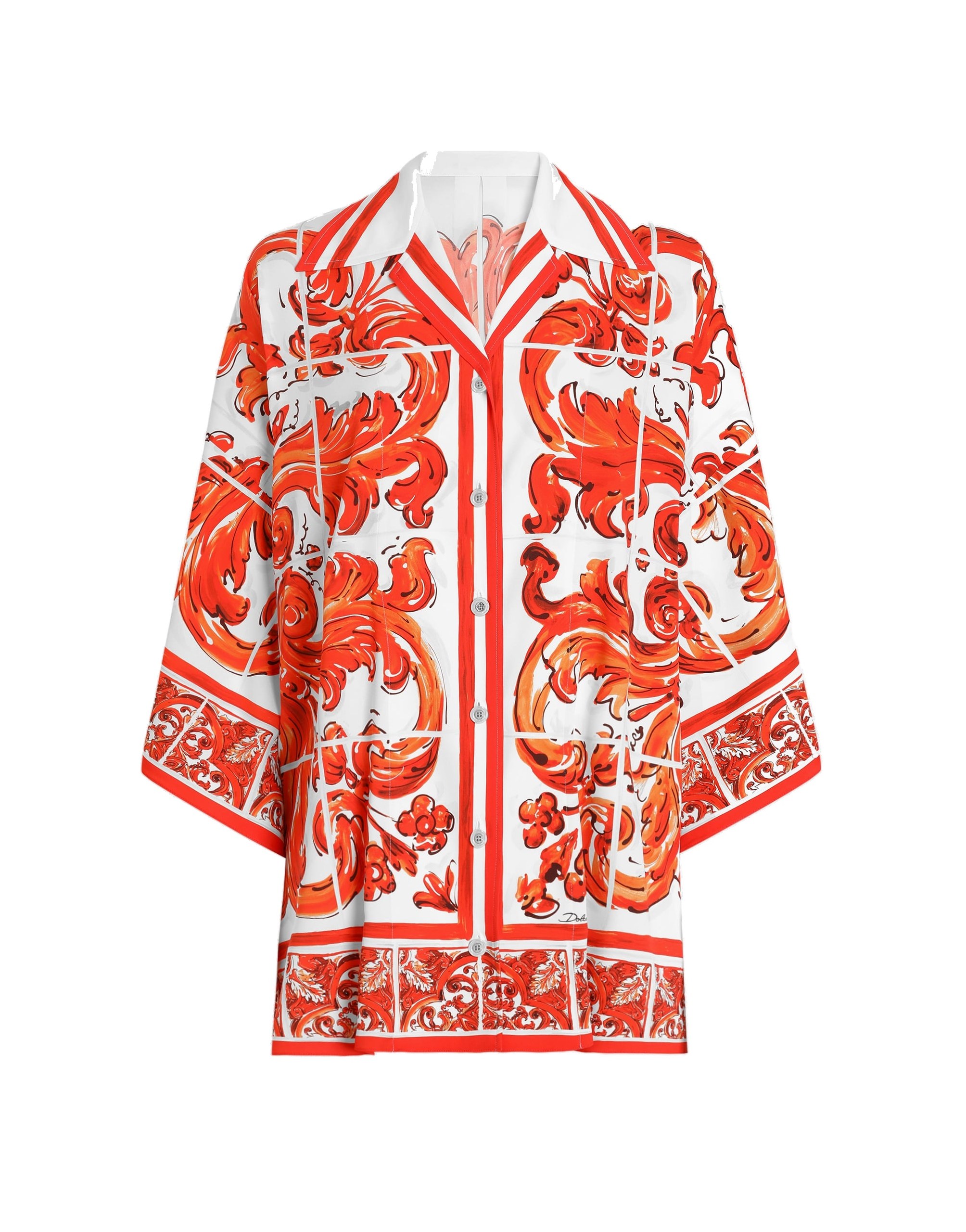 Dolce & Gabbana Majolica-print charmeuse shirt