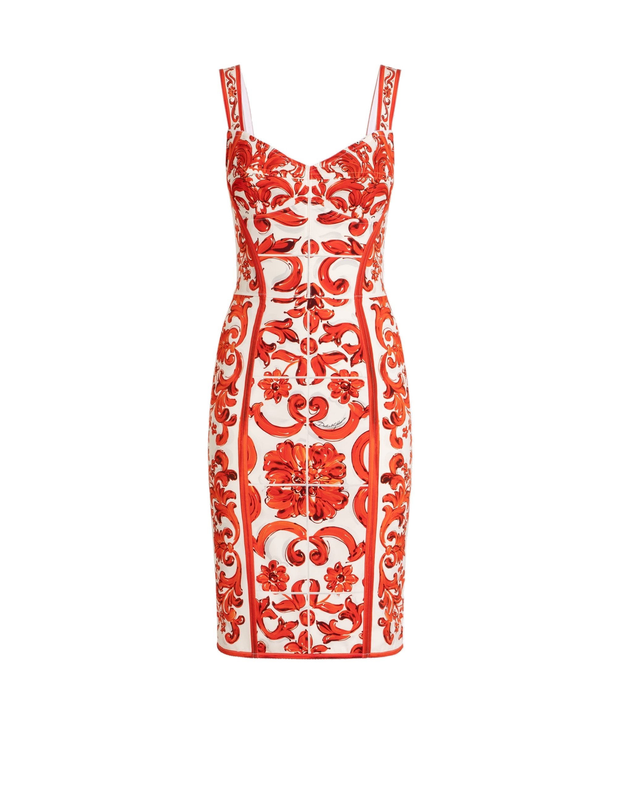 Dolce & Gabbana Majolica-print charmeuse short dress