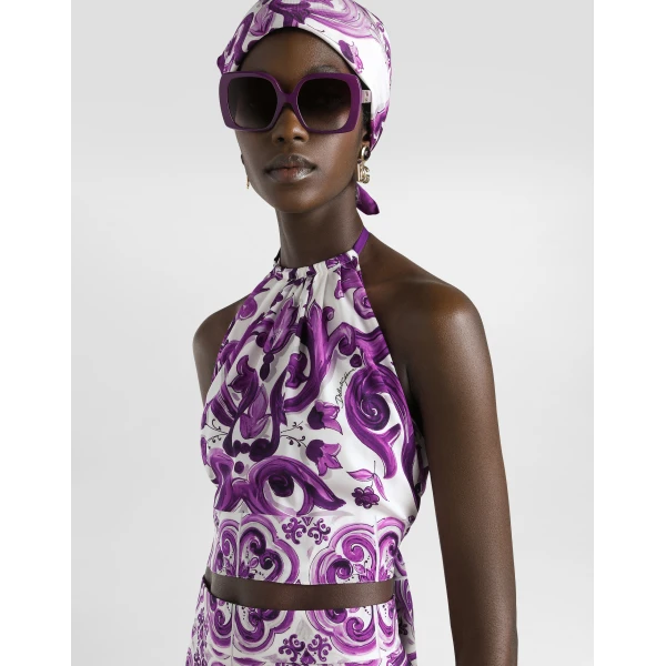Dolce & Gabbana Majolica-print charmeuse top, view 4