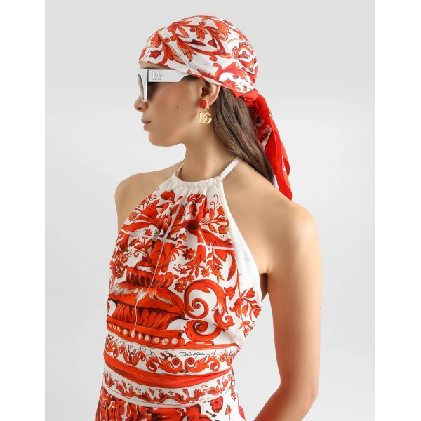 Dolce & Gabbana Majolica-print charmeuse top, view 4