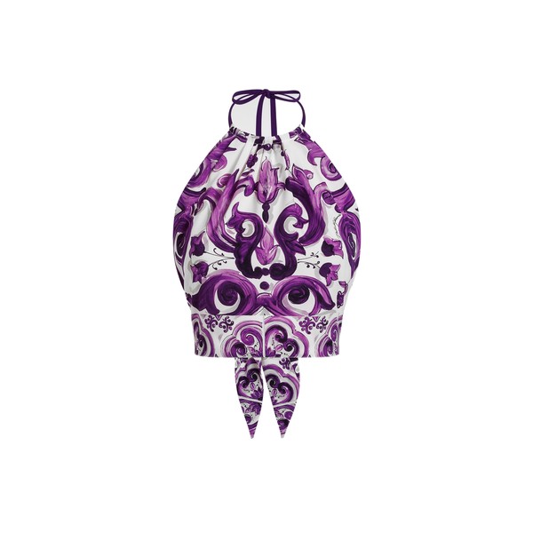 Dolce & Gabbana Majolica-print charmeuse top