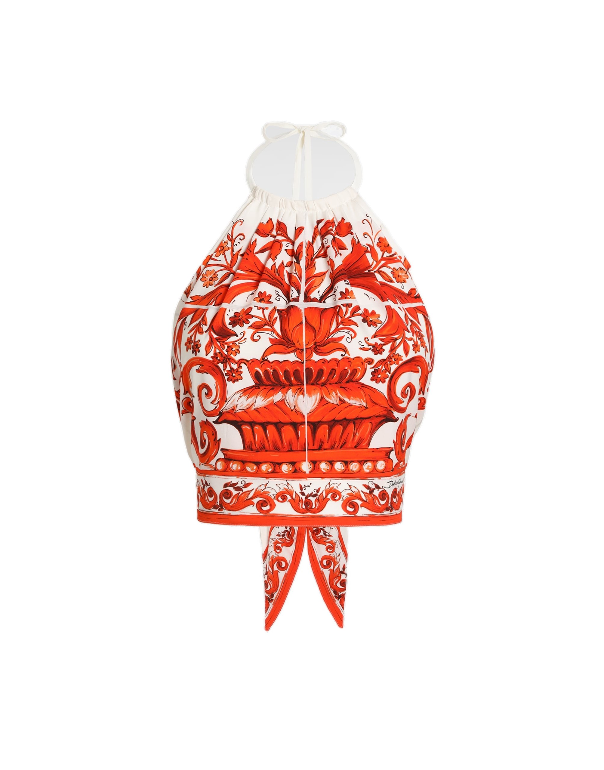 Dolce & Gabbana Majolica-print charmeuse top