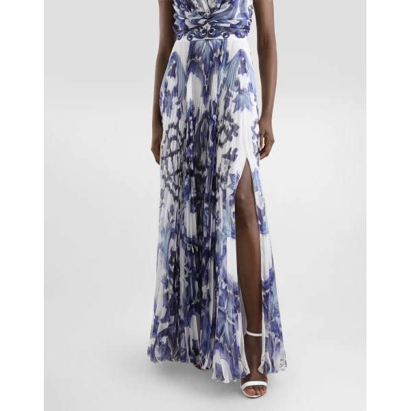 Dolce & Gabbana Majolica-print chiffon dress, view 4