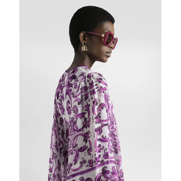 Dolce & Gabbana Majolica-print chiffon dress, view 5