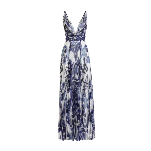 Majolica-print chiffon dress