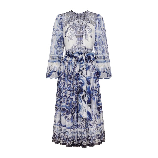 Dolce & Gabbana Majolica print chiffon midi dress