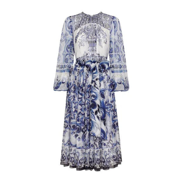 Dolce & Gabbana Majolica print chiffon midi dress