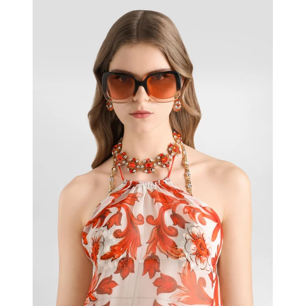 Dolce & Gabbana Majolica-print chiffon short dress, view 4