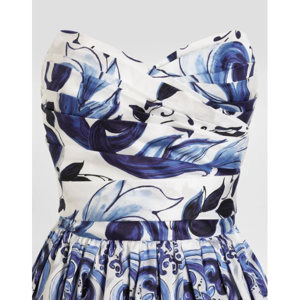 Dolce & Gabbana Majolica-print cotton satin dress, view 3