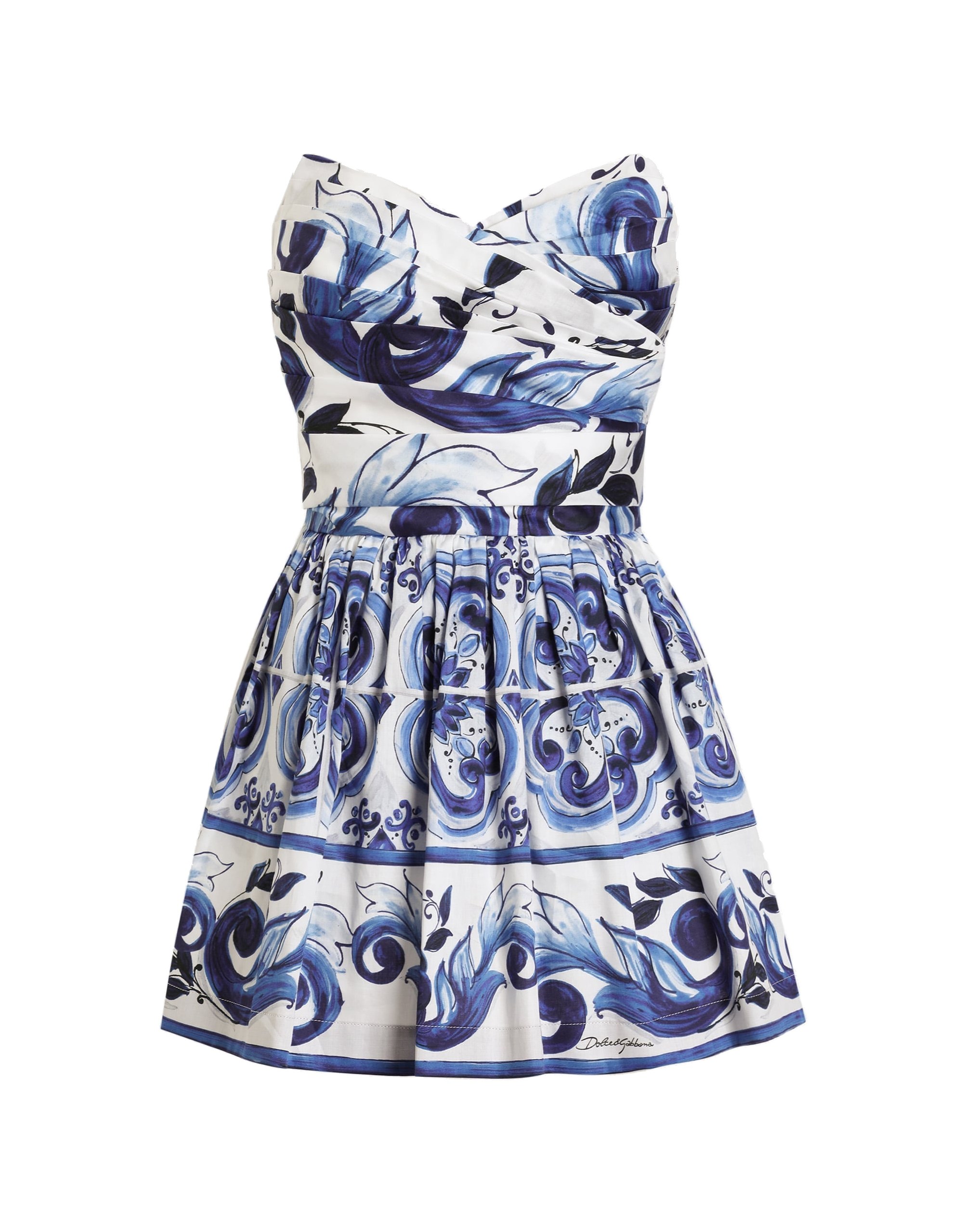 Dolce & Gabbana Majolica-print cotton satin dress