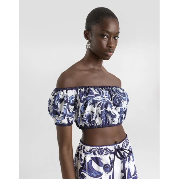 Dolce & Gabbana Majolica-print cotton top, view 4