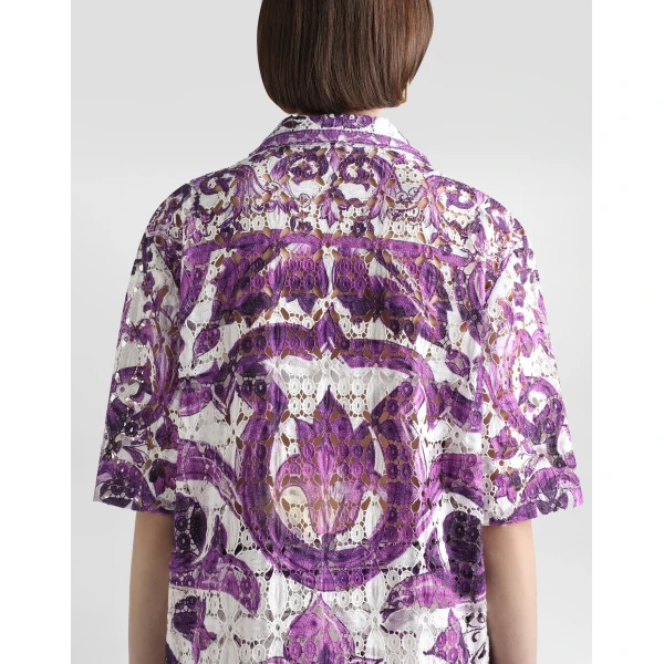 Dolce & Gabbana Majolica-print crochet lace shirt, view 5