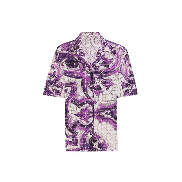 Dolce & Gabbana Majolica-print crochet lace shirt