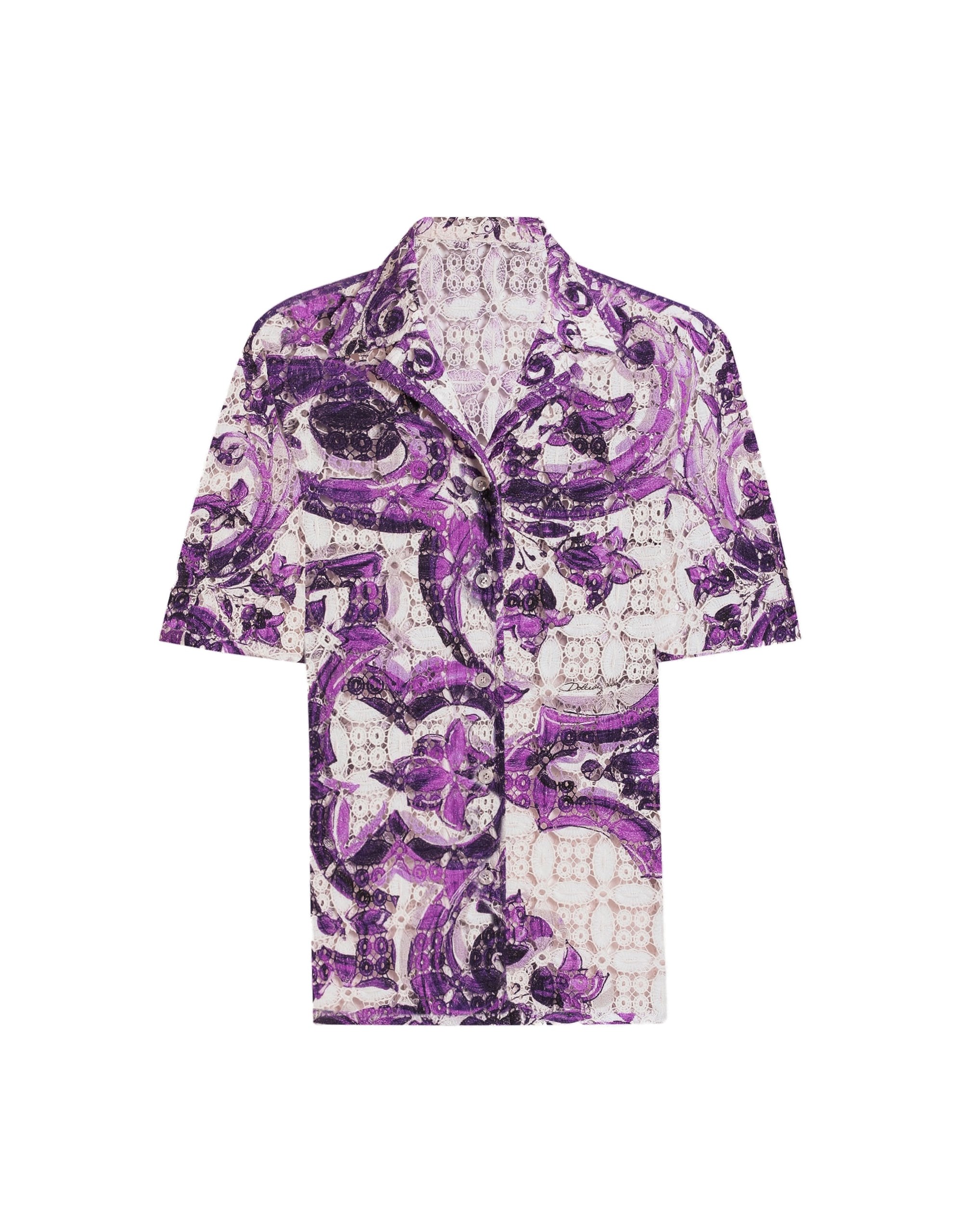 Dolce & Gabbana Majolica-print crochet lace shirt