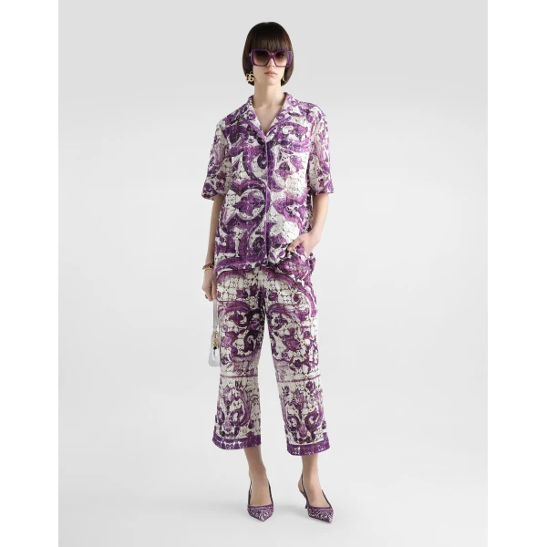 Dolce & Gabbana Majolica-print crochet lace trousers, view 2