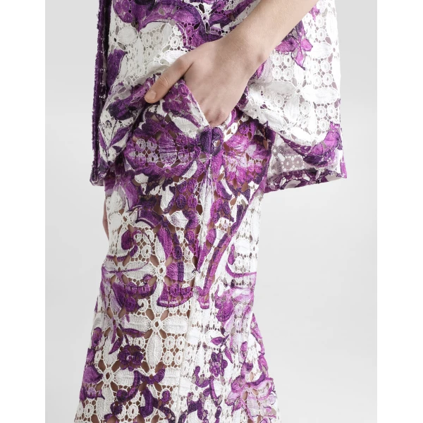 Dolce & Gabbana Majolica-print crochet lace trousers, view 4
