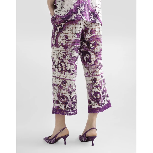 Dolce & Gabbana Majolica-print crochet lace trousers, view 5