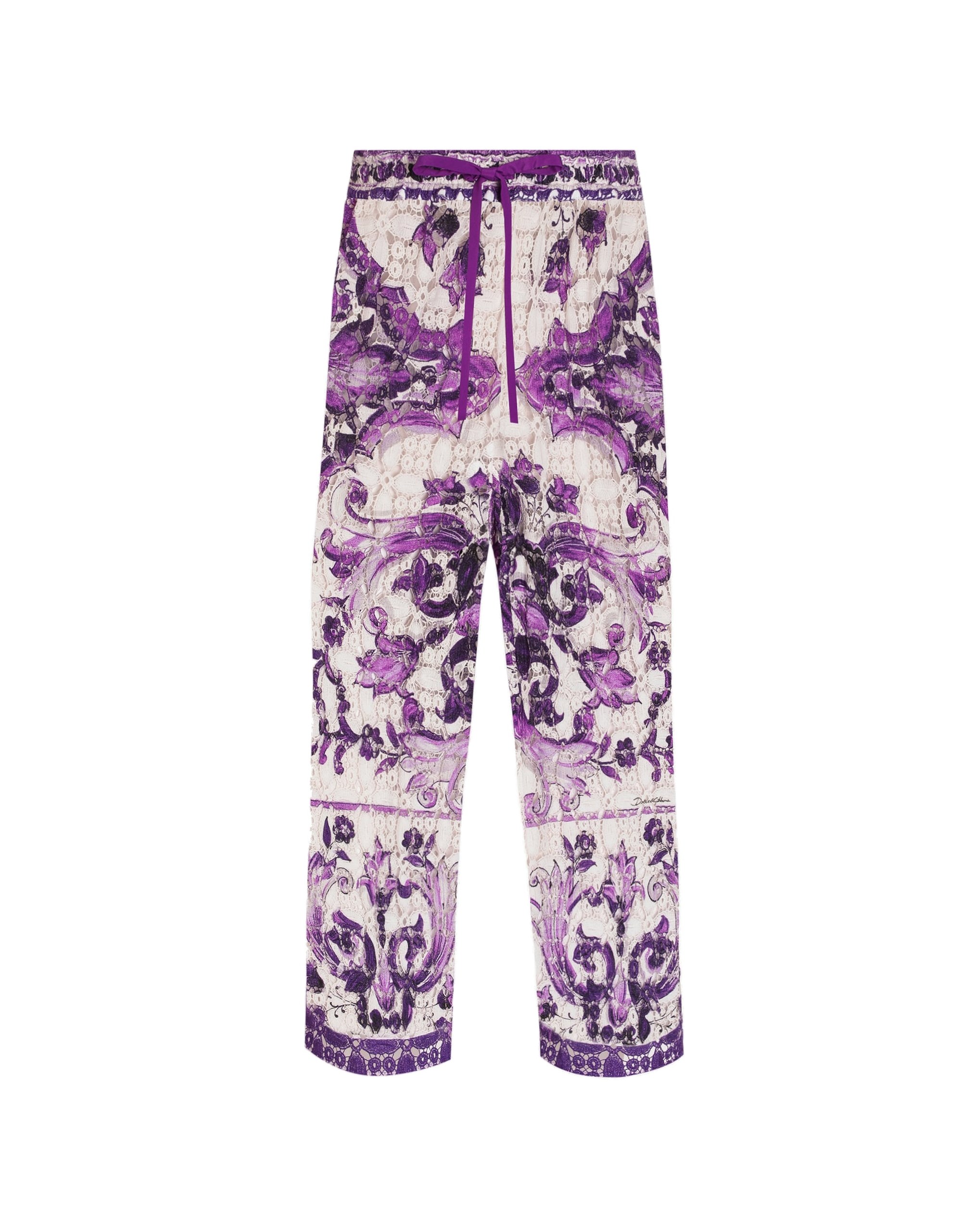 Dolce & Gabbana Majolica-print crochet lace trousers