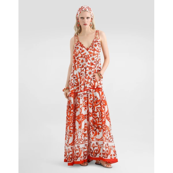 Dolce & Gabbana Majolica-print habotai long dress, view 2