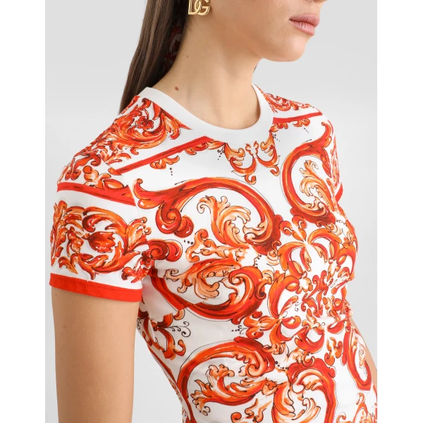 Dolce & Gabbana Majolica-print jersey t-shirt Top, view 4
