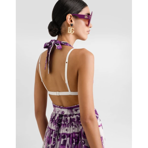 Dolce & Gabbana Majolica-print long chiffon dress, view 5