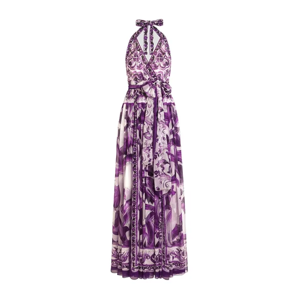 Dolce & Gabbana Majolica-print long chiffon dress