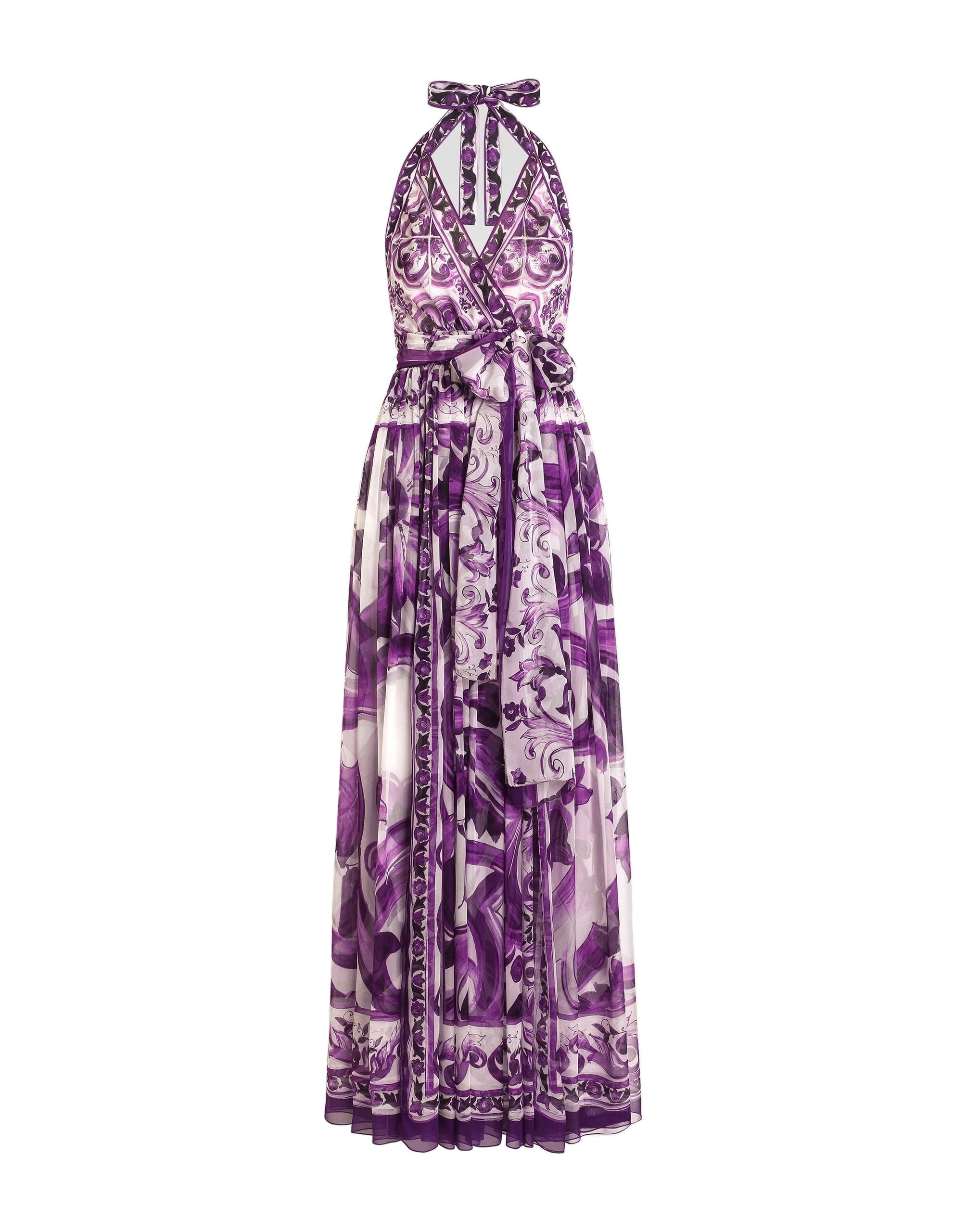 Dolce & Gabbana Majolica-print long chiffon dress