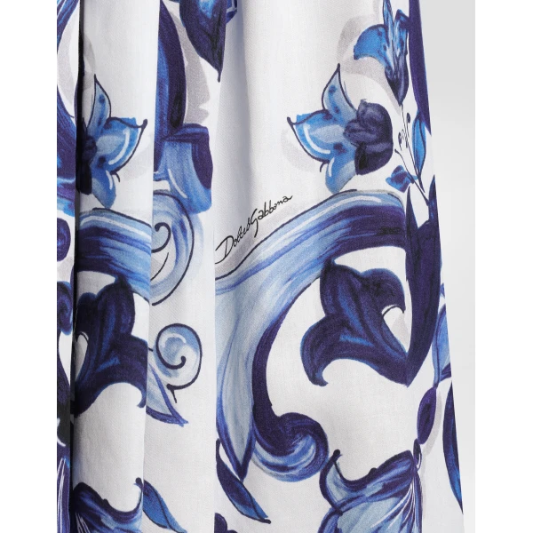 Dolce & Gabbana Majolica-print long cotton satin skirt, view 3